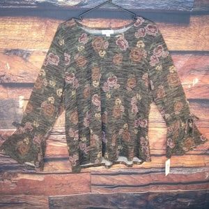 1X - Style & Co. Boho Remix Long Sleeves Top